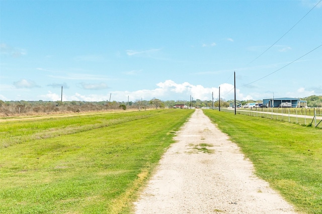 view of road with a rural view