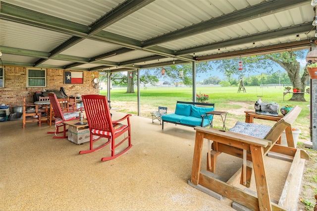 view of patio featuring an outdoor living space