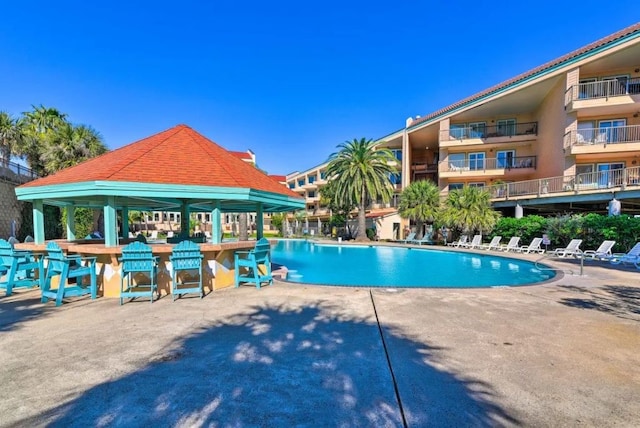 view of pool featuring a gazebo