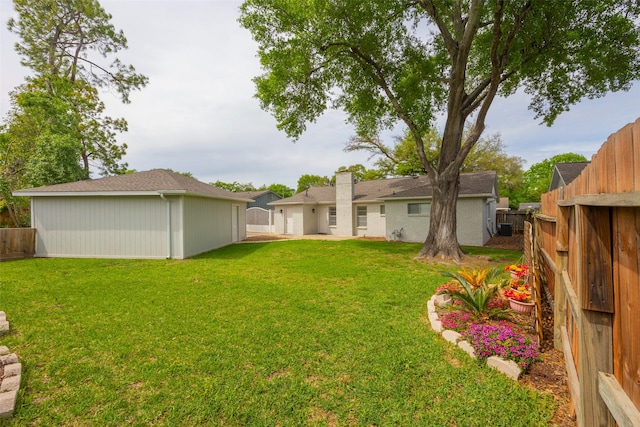 view of yard featuring a fenced backyard