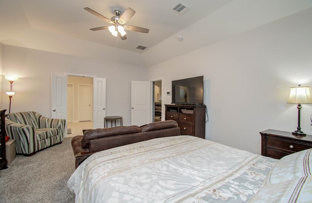 bedroom featuring carpet and ceiling fan