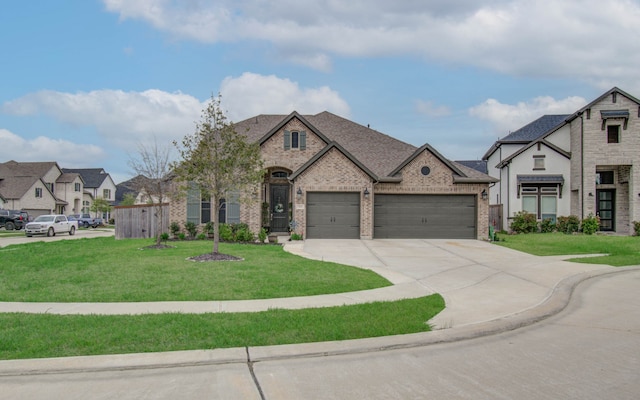 french country home featuring a front lawn