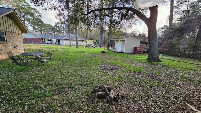 view of yard with a playground