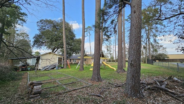 view of yard featuring a playground