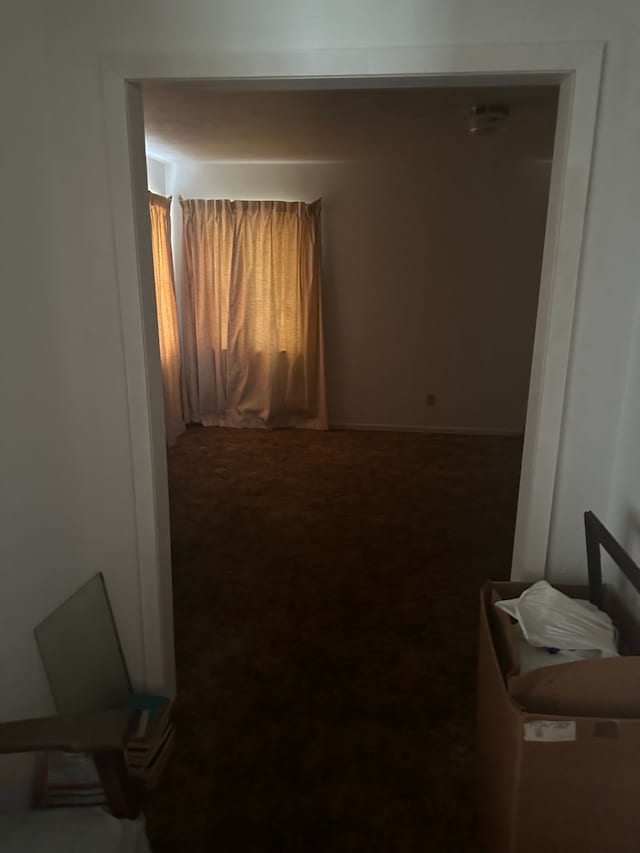 interior space with dark carpet