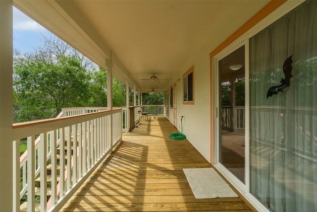 deck featuring ceiling fan