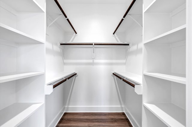 walk in closet featuring dark hardwood / wood-style flooring