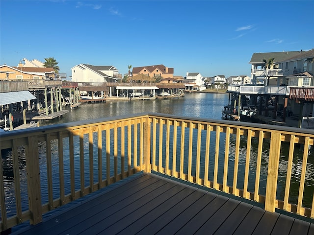 view of dock featuring a deck with water view