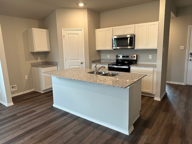 kitchen with white cabinetry, sink, and appliances with stainless steel finishes