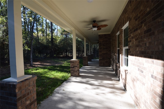 view of patio / terrace featuring ceiling fan