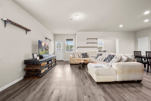 living room with wood-type flooring