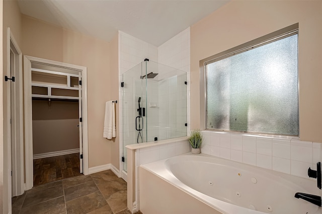 bathroom with plus walk in shower