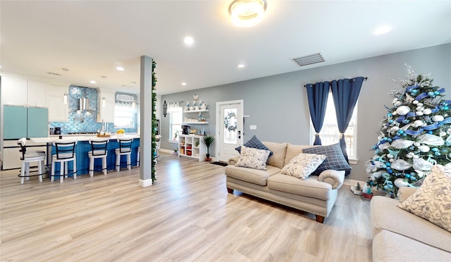 living room featuring light hardwood / wood-style floors