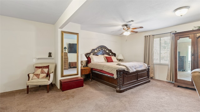 bedroom with carpet and ceiling fan