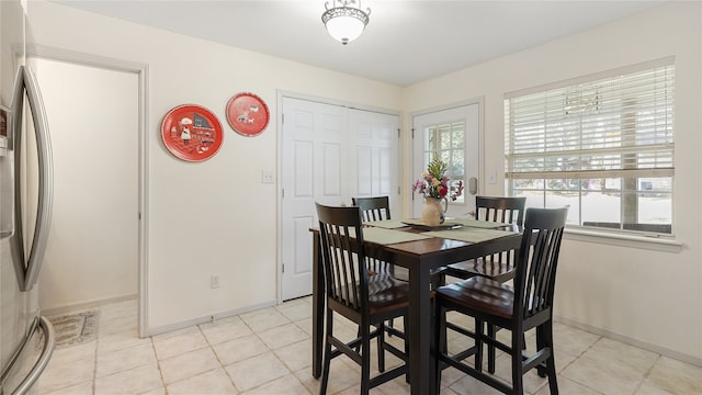 view of tiled dining room