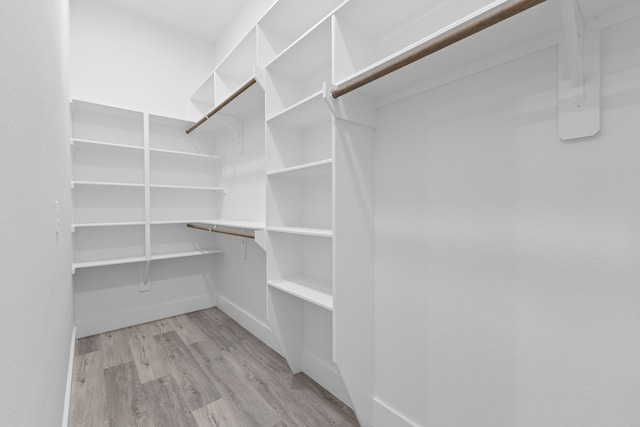 spacious closet featuring light hardwood / wood-style floors