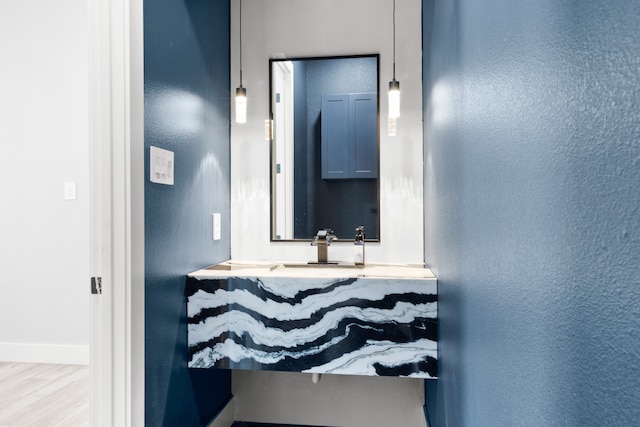 bathroom featuring hardwood / wood-style floors and sink