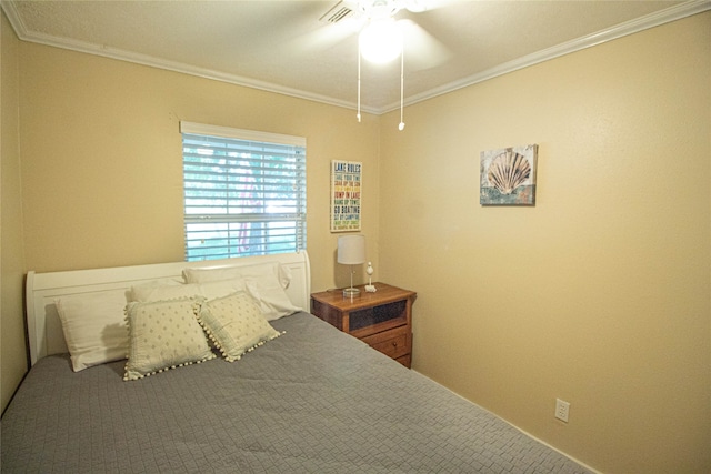 unfurnished bedroom featuring carpet floors, crown molding, and ceiling fan