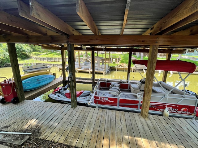 view of dock featuring a water view