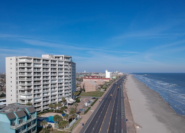 property view of water with a beach view