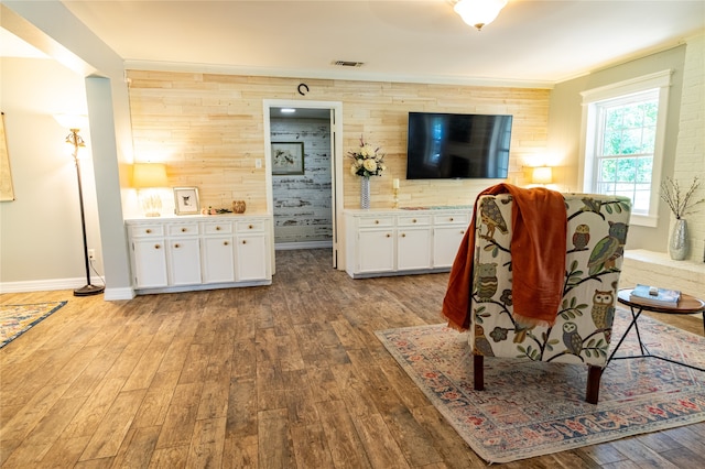 living room with light wood-type flooring