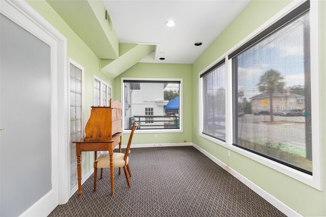 home office featuring carpet flooring