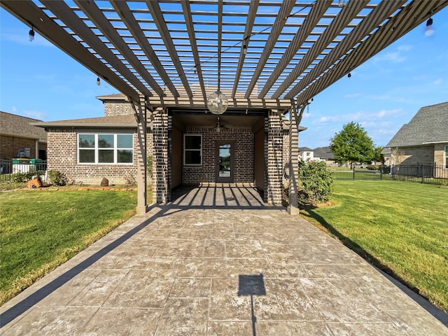 exterior space with a pergola