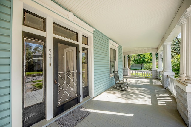 deck with a porch