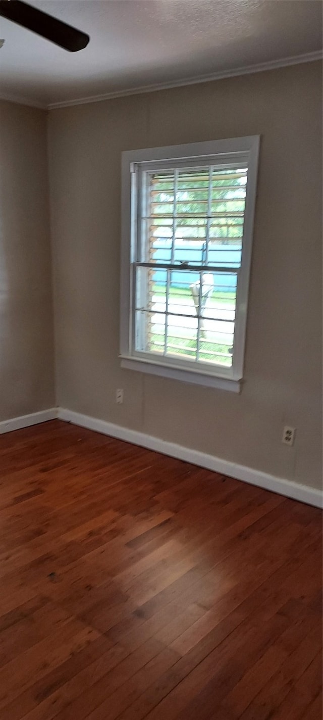 spare room featuring ceiling fan and dark hardwood / wood-style floors