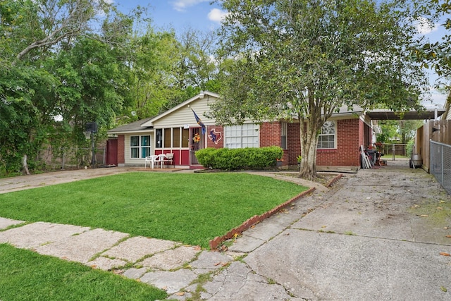 view of front of home with a front yard