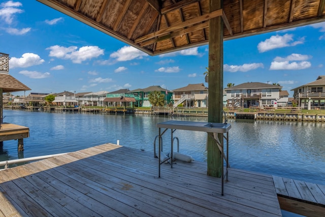 dock area with a water view