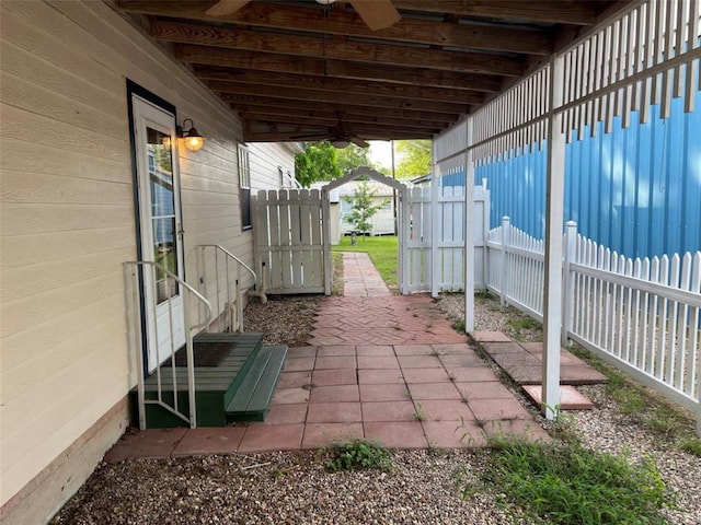 204 W Fayette St, Fayetteville, TX 78940 - view of patio featuring ceiling fan
