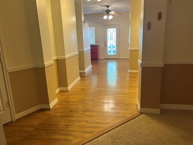 204 W Fayette St, Fayetteville, TX 78940 - hall featuring a drop ceiling and light wood-type flooring