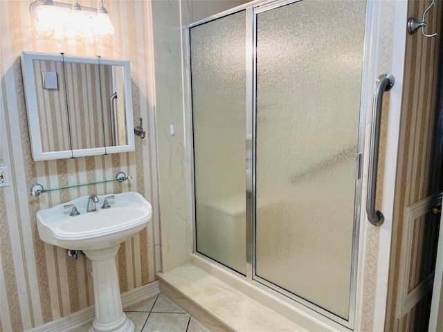 204 W Fayette St, Fayetteville, TX 78940 - bathroom featuring an enclosed shower and tile patterned flooring