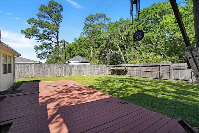 deck with a lawn