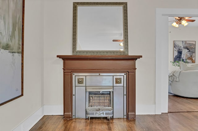 room details with ceiling fan and wood-type flooring