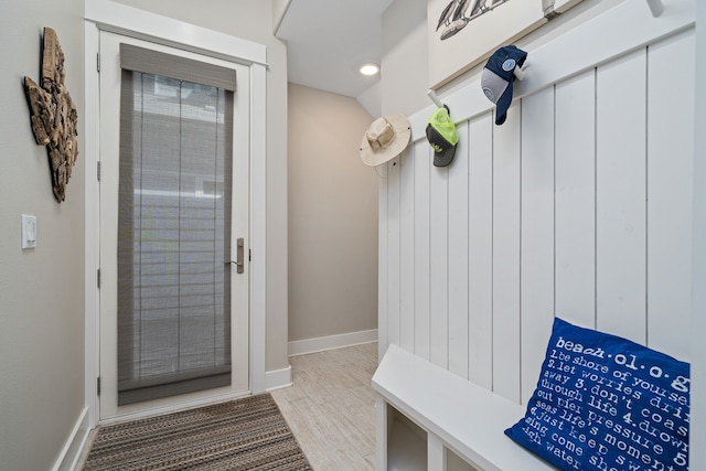 mudroom featuring light hardwood / wood-style floors