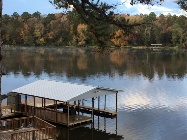 dock area featuring a water view