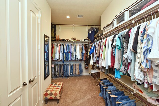 spacious closet with carpet flooring