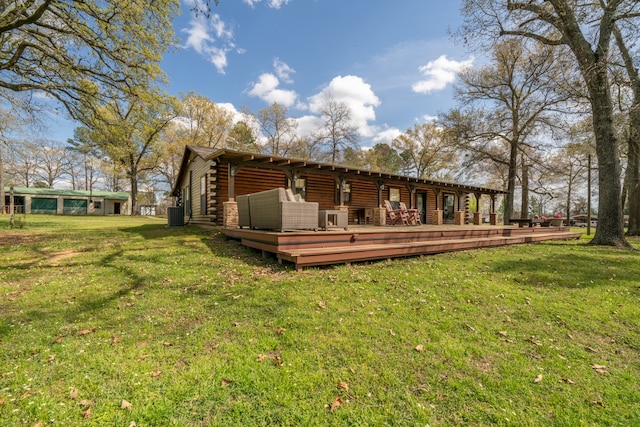 view of yard featuring a deck