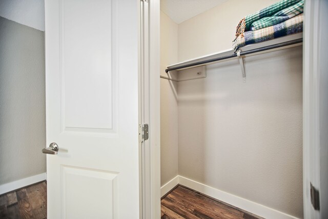 walk in closet featuring dark hardwood / wood-style flooring