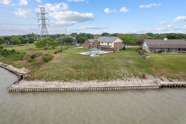 bird's eye view featuring a water view