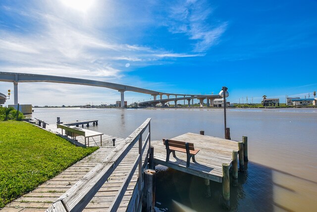 dock area featuring a water view