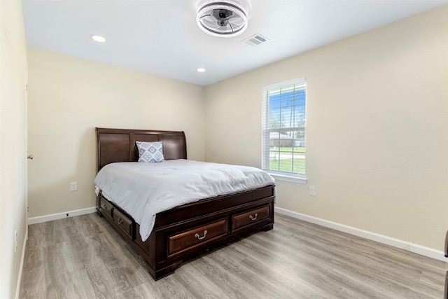 bedroom featuring light wood-type flooring