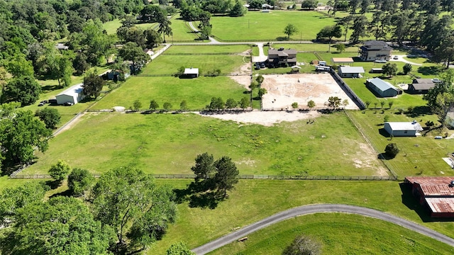 aerial view featuring a rural view