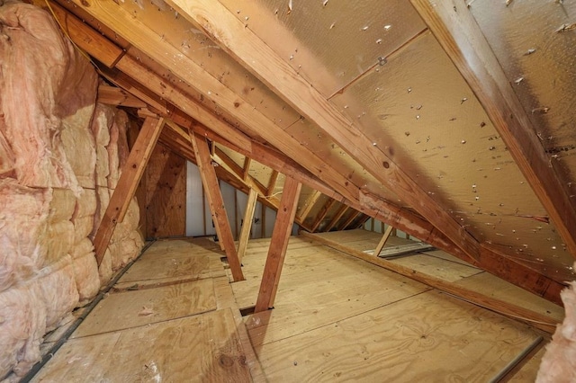 view of unfinished attic