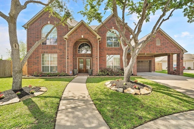 view of front of home with a front lawn