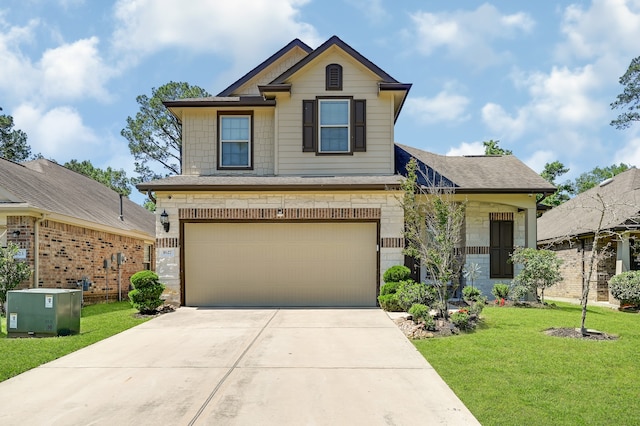 view of front of home with a garage and a front yard