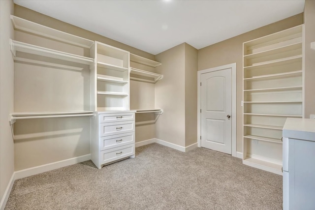 spacious closet with light colored carpet