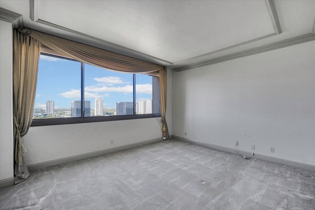 unfurnished room featuring light colored carpet